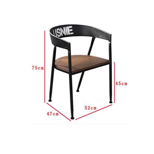 Tabouret Bar Chaise de restaurant en café en fer forgé simple créative café restaurant chaise longue style rétro en bois massif américain (Couleur : B)