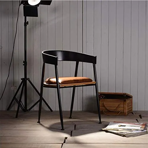 Tabouret Bar Chaise de restaurant en café en fer forgé simple créative café restaurant chaise longue style rétro en bois massif américain (Couleur : B)