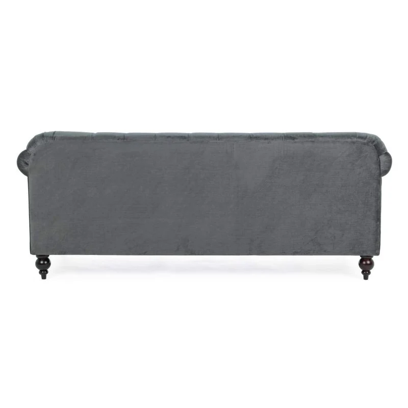 ARREDinITALY Canapé 3P Gris en Polyester Effet Velours - Livraison au Plan