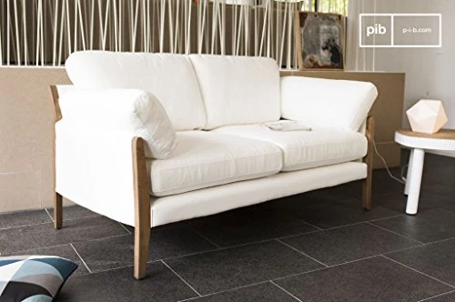 pib Canapé Vintage Ariston Blanc - Bois Massif, Grand Confort d'assise, Matériaux Nobles, Finition Vernie | L'élégance d'un canapé scandinave au Design Vintage - Blanc Creme (L167 x H83 x P91 cm)