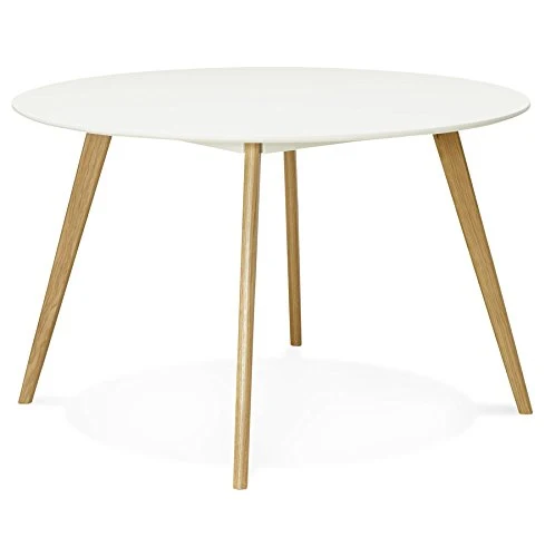Alterego - Table de Cuisine Ronde 'Amy' Blanche Style scandinave - Ø 120 cm