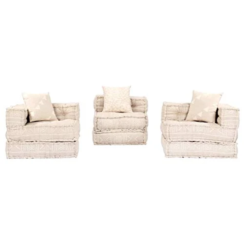 vidaXL Canap¨¦-lit modulaire ¨¤ 3 places Beige Tissu