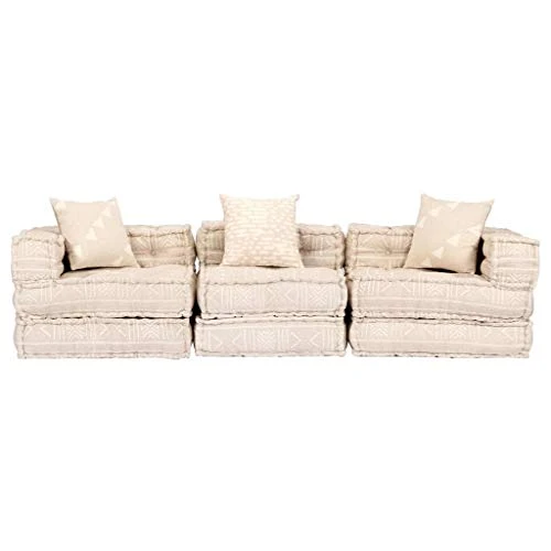 vidaXL Canap¨¦-lit modulaire ¨¤ 3 places Beige Tissu