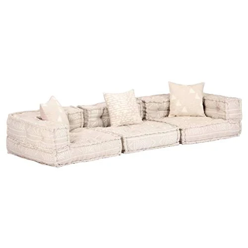 vidaXL Canap¨¦-lit modulaire ¨¤ 3 places Beige Tissu
