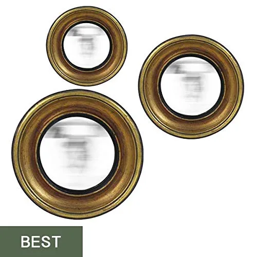 EMDE Ensemble 3 miroirs muraux Ronds 'Convexe Couleur - Doré