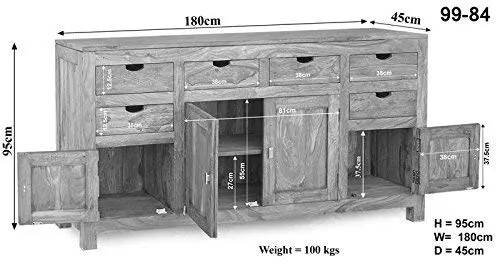 Long buffet - Bois massif d'acacia blanchi - NATURE WHITE #84