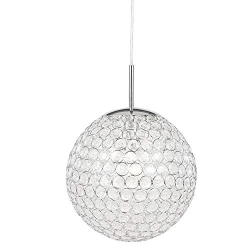 Suspension chrome, cristaux plastiques clairs, D:300, H:1550, excl. 1xE27 60W 230V, 0x 0W 0V