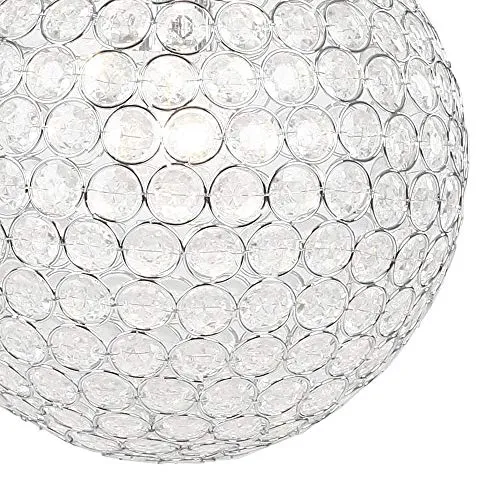 Suspension chrome, cristaux plastiques clairs, D:300, H:1550, excl. 1xE27 60W 230V, 0x 0W 0V