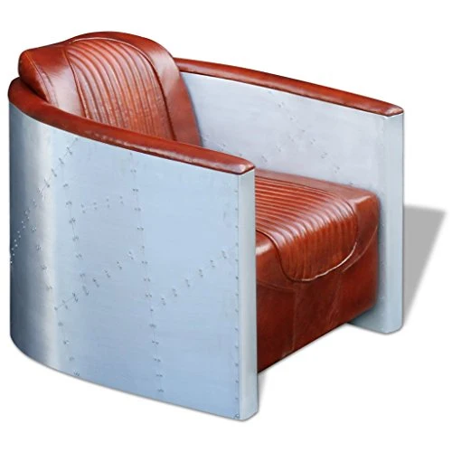 Festnight Fauteuil cabriolets Marron Clair en Cuir véritable 71 x 78 x 73 cm