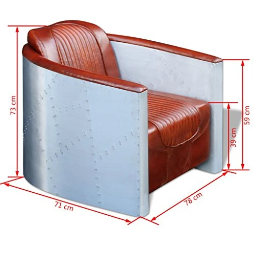 Festnight Fauteuil cabriolets Marron Clair en Cuir véritable 71 x 78 x 73 cm