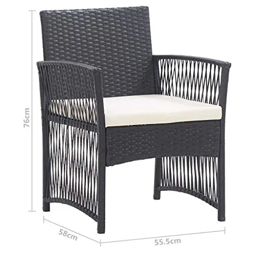 vidaXL 2X Fauteuils de Jardin avec Coussins Chaise de Patio Fauteuil de Terrasse Chaise de Jardin Fauteuil d'Extérieur Noir Résine Tressée