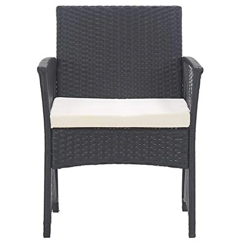 vidaXL 2X Fauteuils de Jardin avec Coussins Chaise de Patio Fauteuil de Terrasse Chaise de Jardin Fauteuil d'Extérieur Noir Résine Tressée