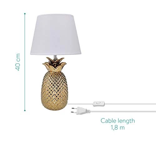Navaris Lampe LED Forme Ananas - Lampe de Chevet et Veilleuse Design 40 cm en Forme d'Ananas - Lampe de Table Décorative Salon Chambre - Or/Blanc