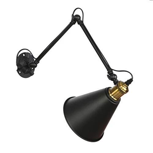 Applique murale spots de Mur lampe de lecture Vintage salle de séjour applique industriel style réglable conception, Lampe de Mur pour chambre à coucher Salle d'étude bureau 1- E27, noir métal ombre