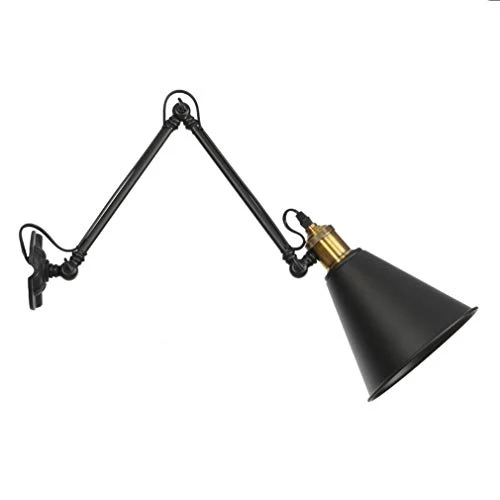 Applique murale spots de Mur lampe de lecture Vintage salle de séjour applique industriel style réglable conception, Lampe de Mur pour chambre à coucher Salle d'étude bureau 1- E27, noir métal ombre