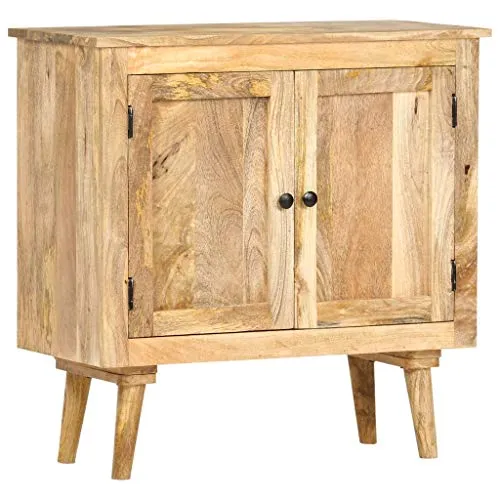vidaXL Bois de Manguier Massif Buffet Armoire de Rangement avec 2 Portes Commode Meuble de Rangement Armoire Latérale Maison Intérieur 75x35x75 cm