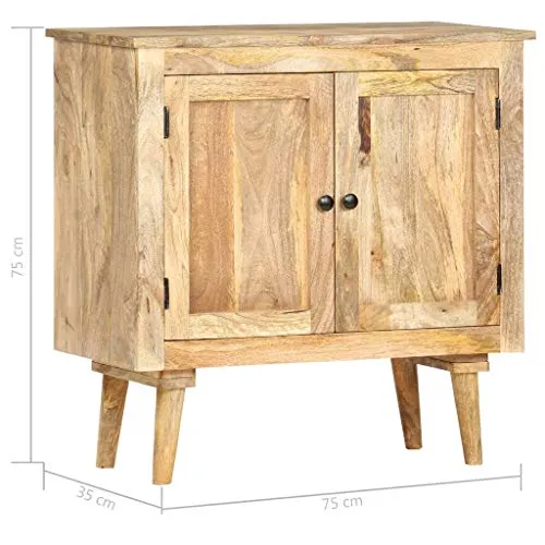 vidaXL Bois de Manguier Massif Buffet Armoire de Rangement avec 2 Portes Commode Meuble de Rangement Armoire Latérale Maison Intérieur 75x35x75 cm