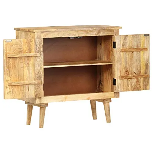 vidaXL Bois de Manguier Massif Buffet Armoire de Rangement avec 2 Portes Commode Meuble de Rangement Armoire Latérale Maison Intérieur 75x35x75 cm