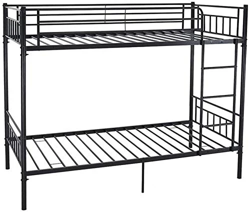 Métal lit simple superposé 2 personnes chambre à deux lits enfants de cadre de lit meubles,Black