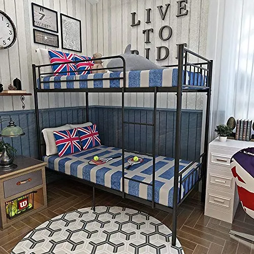 Métal lit simple superposé 2 personnes chambre à deux lits enfants de cadre de lit meubles,Black