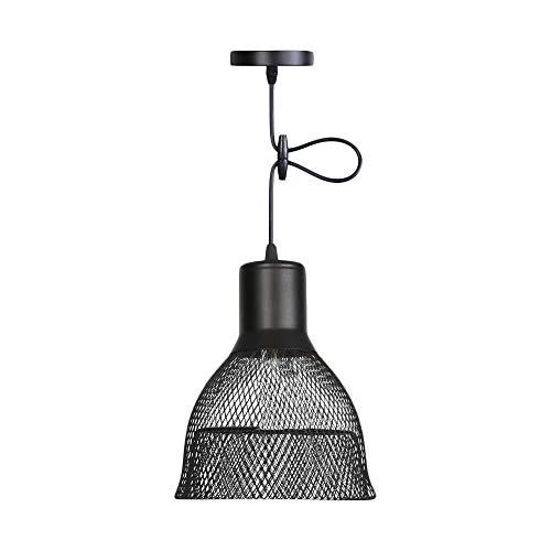 Filet de fer Abat-jour Noir Douille E27 Lampe Suspension Vintage Plafonnier DIY Lustre Fil Ajustable avec Noeud Luminaire Interieur pour Salon Chambre Restaurent Bar