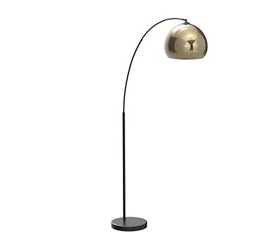 Lampadaire Arquer Arc Lampe De Sol Abat-jour Doré Pied Marbre Noir VN-L00012-EU
