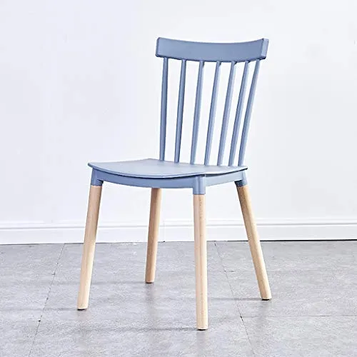 DJFIOSD Chaise De Salle À Manger Nordique, Chaise De Café Confortable Et Décontractée Chaise De Petit-Déjeuner en Plastique Chaise d'angle De Loisirs en Bois Massif en PP,Gray Blue