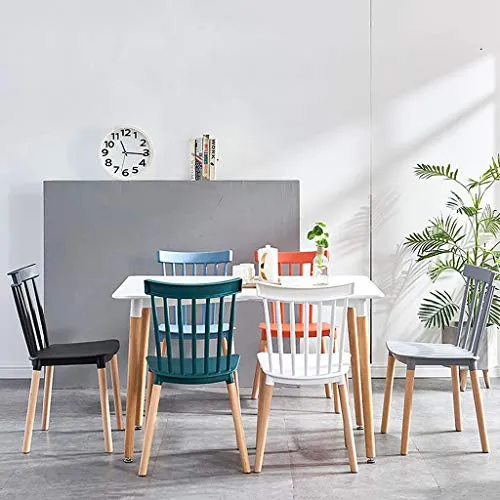 DJFIOSD Chaise De Salle À Manger Nordique, Chaise De Café Confortable Et Décontractée Chaise De Petit-Déjeuner en Plastique Chaise d'angle De Loisirs en Bois Massif en PP,Gray Blue