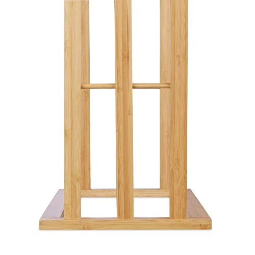 Relaxdays 10020983 Porte-serviettes sur pied 3 bras salle de bain bambou support valet serviteur HxlxP: 84 x 48 x 26 cm, nature