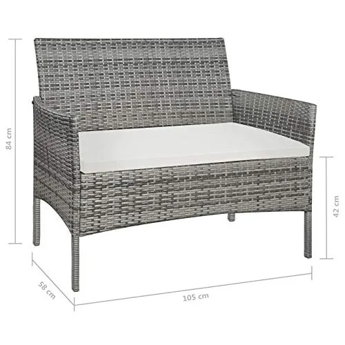 vidaXL Banc de Jardin Résine Tressée Gris Terrasse Patio Banquette Fauteuil