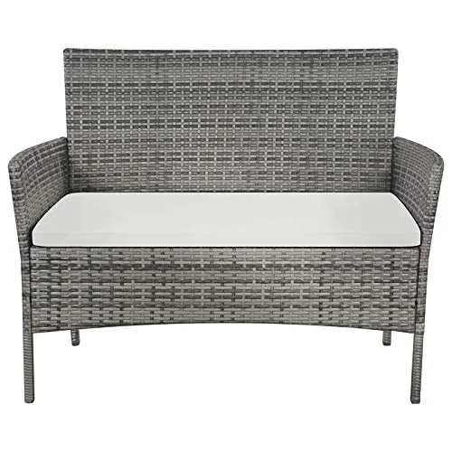 vidaXL Banc de Jardin Résine Tressée Gris Terrasse Patio Banquette Fauteuil