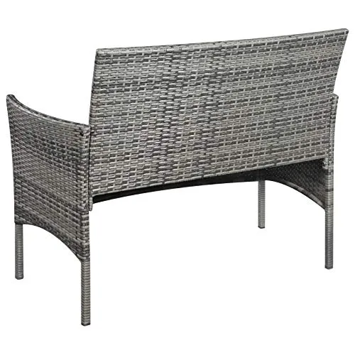 vidaXL Banc de Jardin Résine Tressée Gris Terrasse Patio Banquette Fauteuil