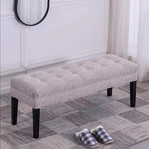 BXZ Chaise en tissu ottoman banc capitonné siège rembourré pieds en bois massif chaise tabouret,60 cm,60 cm