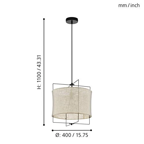 Eglo Lampe Noir Suspension 1 ampoule Ø 40 cm Noir