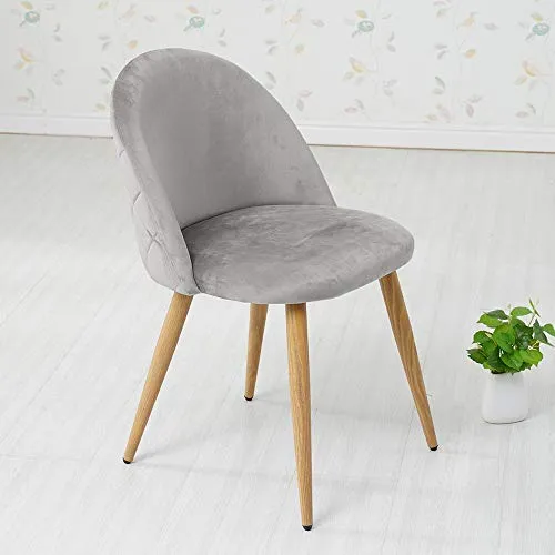 OFCASA Lot de 2 Chaises de Salle à Manger de Velours Chaise de Cuisine rembourrée en Tissu Chaise avec Jambes en Métal Chaise Lot de 2 chaises gris