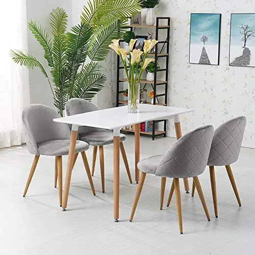 OFCASA Lot de 2 Chaises de Salle à Manger de Velours Chaise de Cuisine rembourrée en Tissu Chaise avec Jambes en Métal Chaise Lot de 2 chaises gris