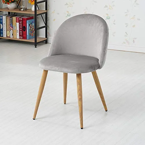 OFCASA Lot de 2 Chaises de Salle à Manger de Velours Chaise de Cuisine rembourrée en Tissu Chaise avec Jambes en Métal Chaise Lot de 2 chaises gris