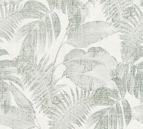 Livingwalls papier peint intissé New Walls Cosy & Relax papier peint effet jungle papier peint palmier 10,05 m x 0,53 m crème beige vert 373964 37396-4