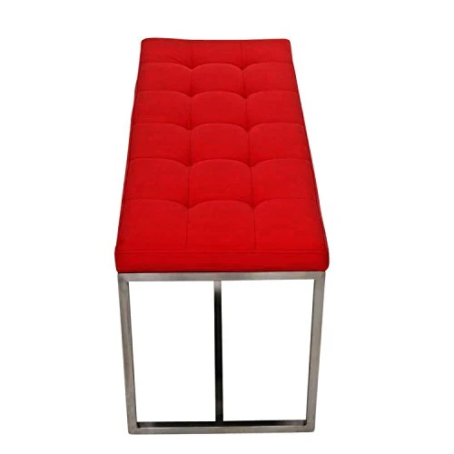 CLP Banc BARCI Similicuir Rembourrage Épais I Banquette De Cuisine Design Moderne I Siège De 2 Places Hauteur Assise 48 cm I Support en Acier Inoxydable Rouge