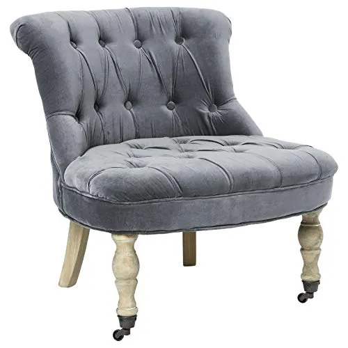 Atmosphera AC-Déco Fauteuil - Velours - Calixte - Gris