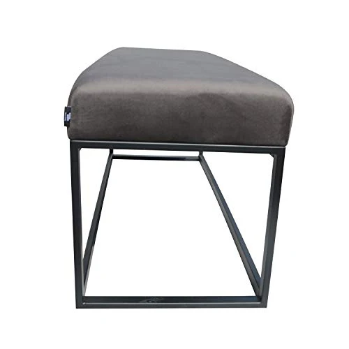 Damiware Couchy | Banc Design pour Salle à Manger, la Cuisine ou Le Couloir, Banquette d'Entrée | Longueur 121 cm | Velours et Pieds en métal (Gris)