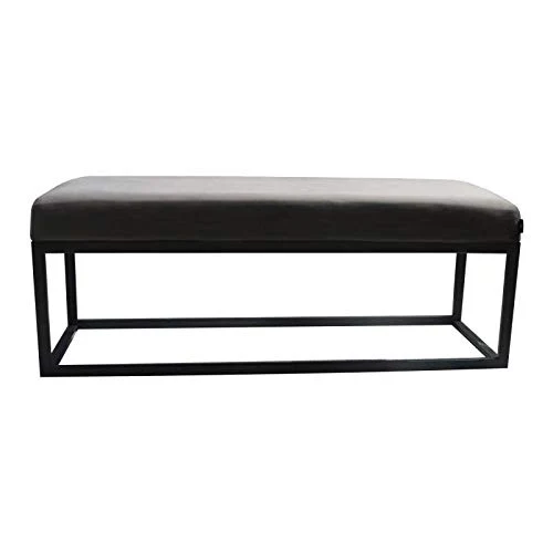 Damiware Couchy | Banc Design pour Salle à Manger, la Cuisine ou Le Couloir, Banquette d'Entrée | Longueur 121 cm | Velours et Pieds en métal (Gris)