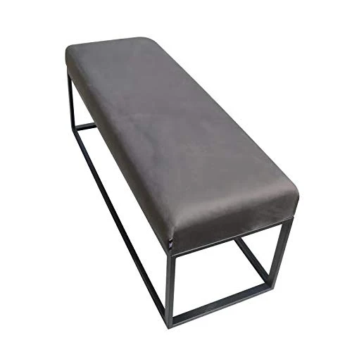 Damiware Couchy | Banc Design pour Salle à Manger, la Cuisine ou Le Couloir, Banquette d'Entrée | Longueur 121 cm | Velours et Pieds en métal (Gris)