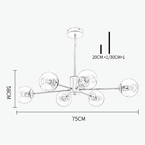 Sputnik Lustre 6 lumières Plafonnier Nordique Creative E27 Éclairage Pendant Globe En Verre Pendant La Lampe pour Chambre Salon Salle À Manger Doré 6 Lumières