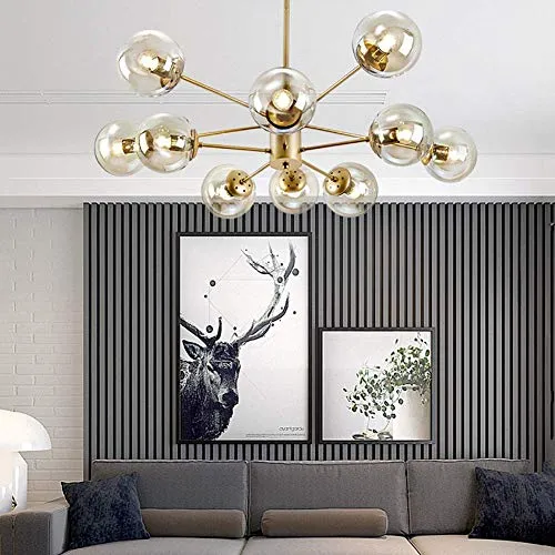 Sputnik Lustre 6 lumières Plafonnier Nordique Creative E27 Éclairage Pendant Globe En Verre Pendant La Lampe pour Chambre Salon Salle À Manger Doré 6 Lumières