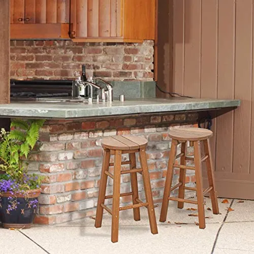 Furinno Tioman Outdoor Hardwood Tabouret de Bar extérieur Franc Arch, Ensemble de 2, Naturel, One Size