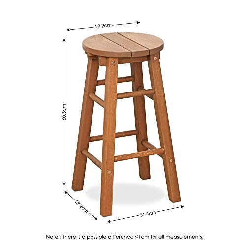 Furinno Tioman Outdoor Hardwood Tabouret de Bar extérieur Franc Arch, Ensemble de 2, Naturel, One Size