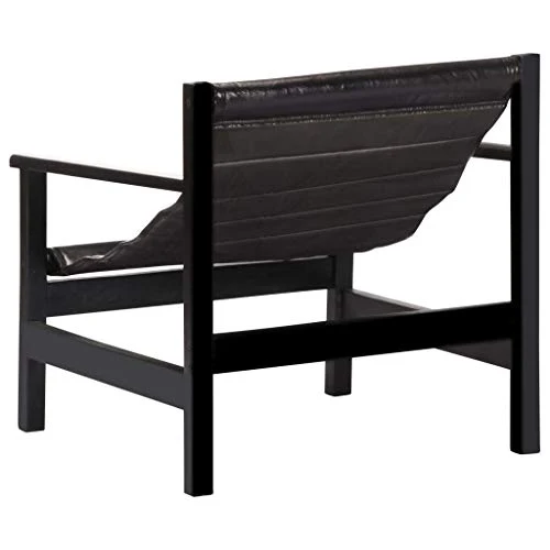 Tidyard Fauteuil de Relaxation | Fauteuil de Salon Vintage en Cuir Véritable Noir