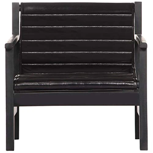 Tidyard Fauteuil de Relaxation | Fauteuil de Salon Vintage en Cuir Véritable Noir