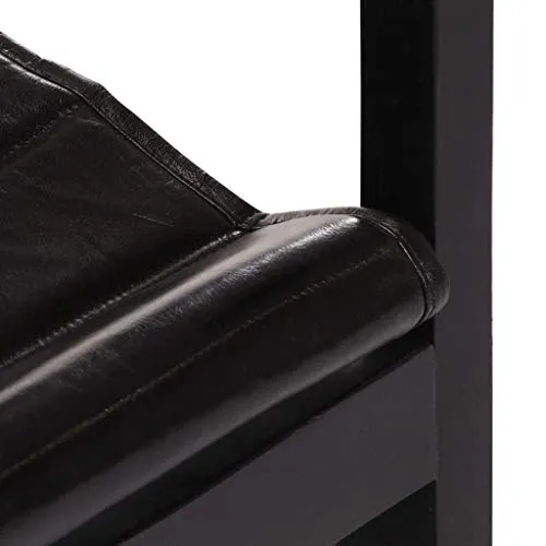 Tidyard Fauteuil de Relaxation | Fauteuil de Salon Vintage en Cuir Véritable Noir
